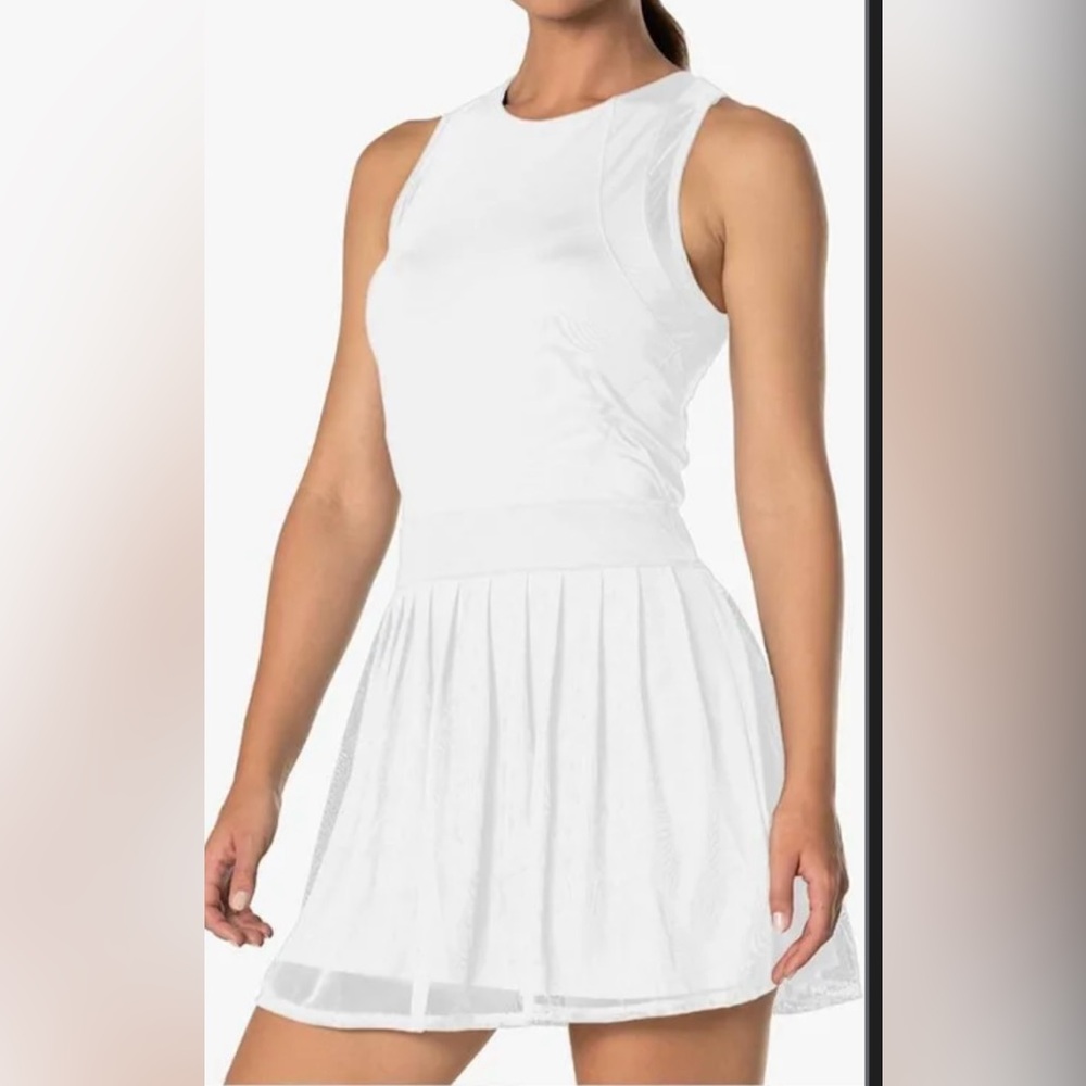 Lucky in Love Next Level tennis dress in White Sz MEDIUm w/ shorties